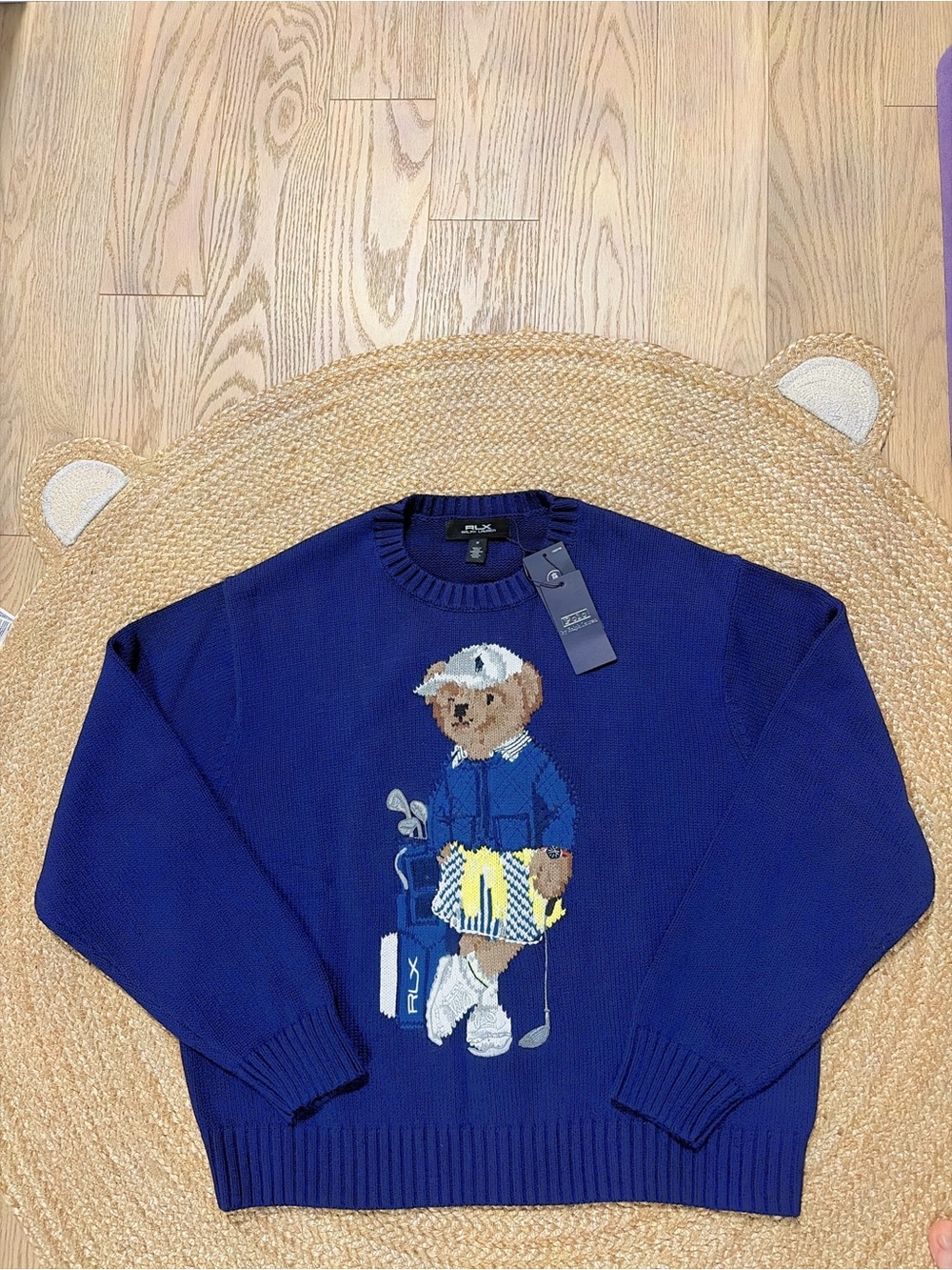 RLX Ralph Lauren Women’s Navy Bear Golf Crewneck Sweater